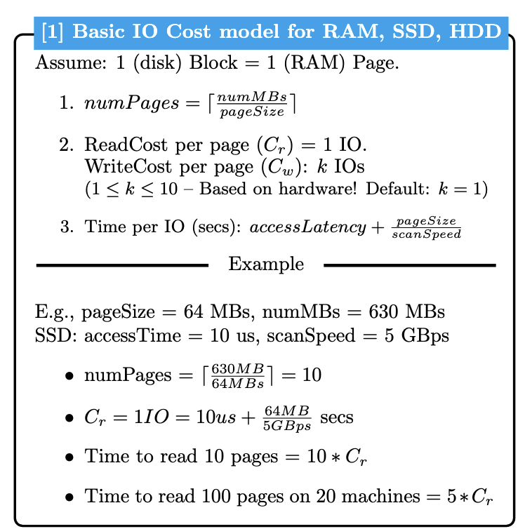 IO Cost Model Reference Card